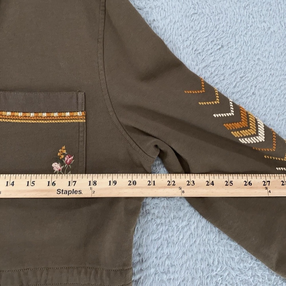 Driftwood Lara Jacket Womens XL Brown Embroidered Floral Military Boho Utility - Picture 8 of 14